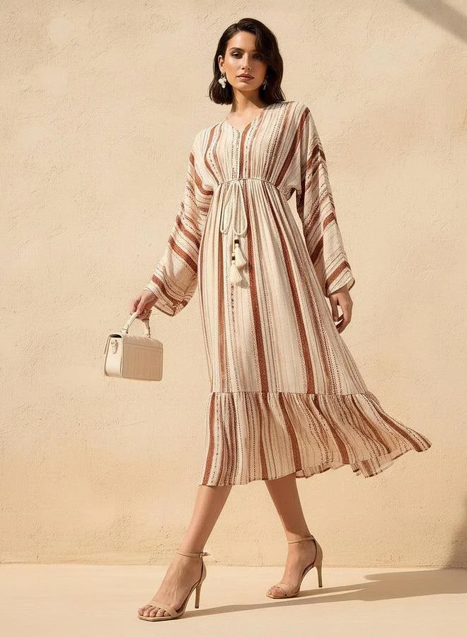 سبلاش فيڤ Printed Maxi Kaftan Dress with Front Tie-Up